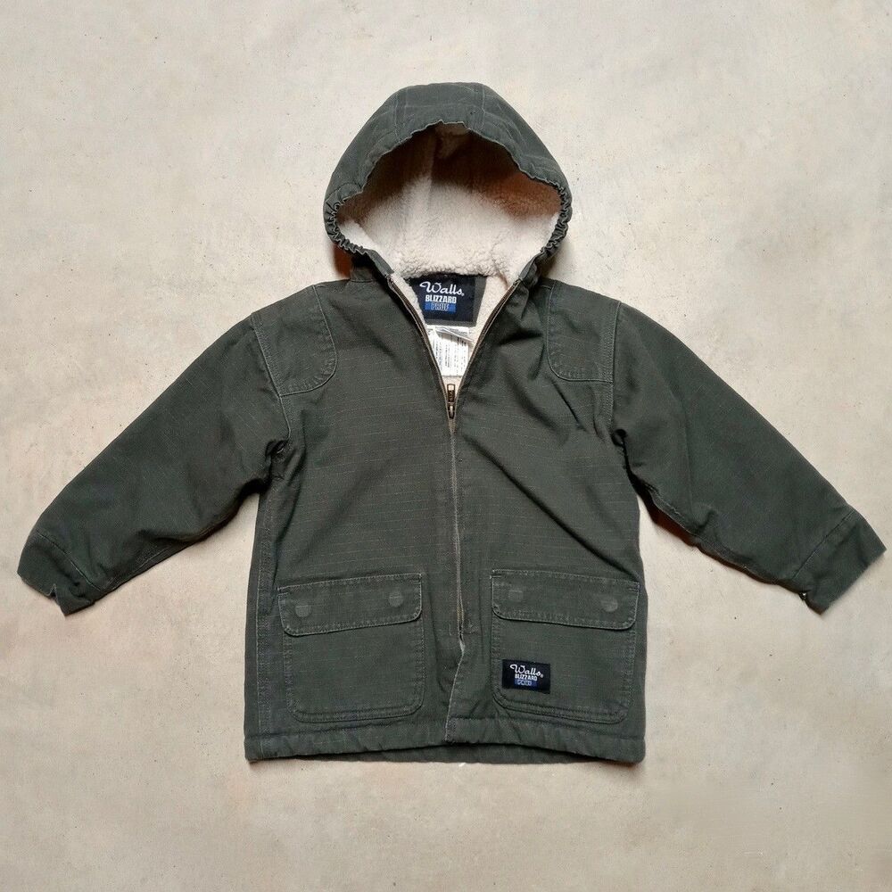 Walls Blizzard Pruf Parka Jacket Boys XS (4/5) Hooded Sherpa Lined Full Zip